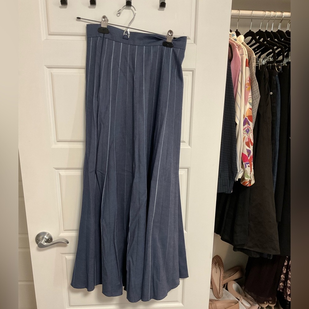 Carlucci denim maxi skirt accordion pleat skirt